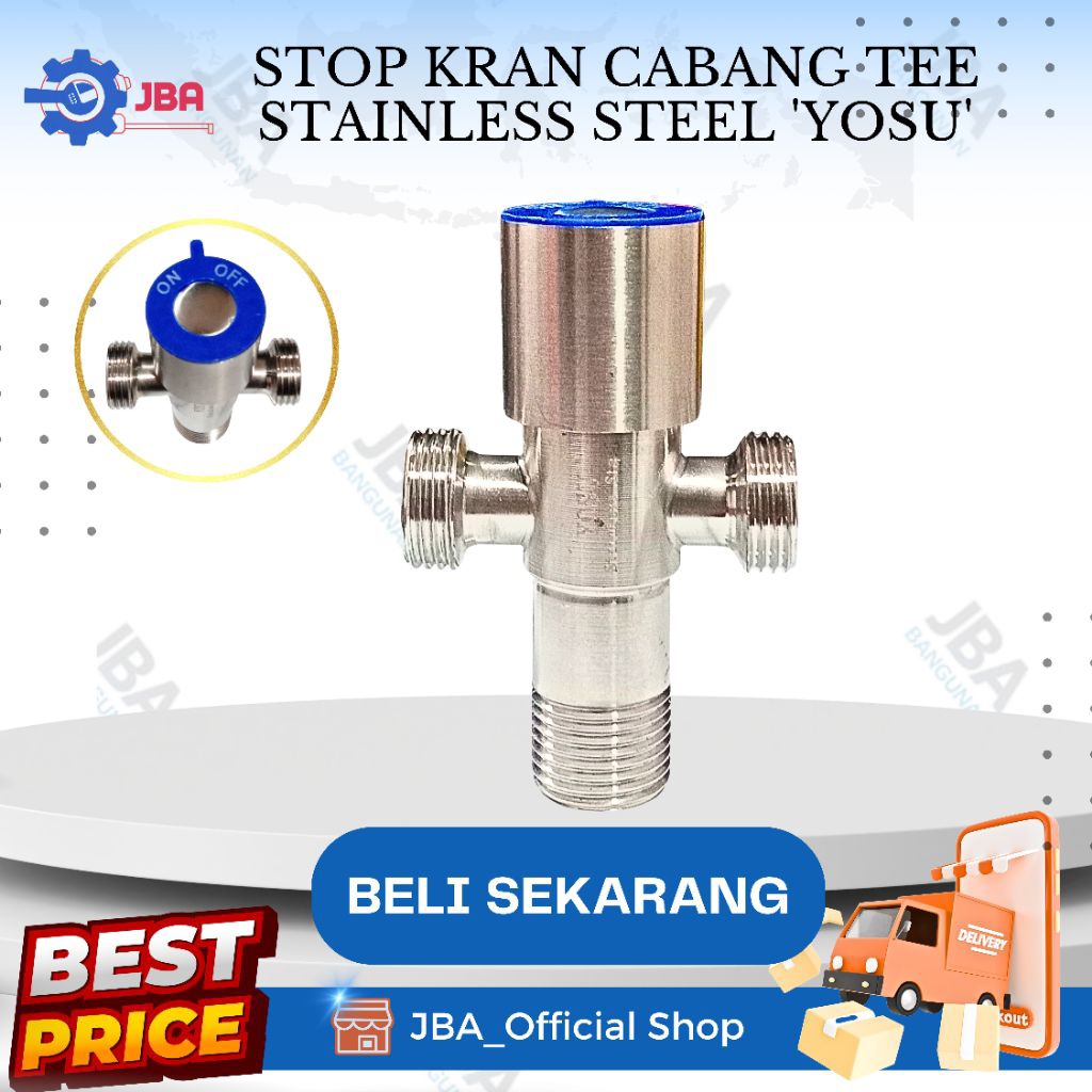 Stop Kran Tee Stainless Steel  'Yosu' / kran tee shower closet cabang / stop kran shower closet doub