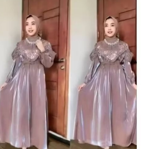 PL GAMIS SHIMMER DRESS SHIMMER SET HIJAB