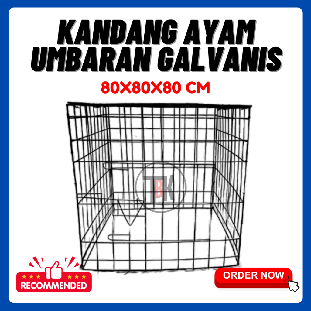 Kandang Ayam Umbaran  80 x 80 x 80cm | Galvanis