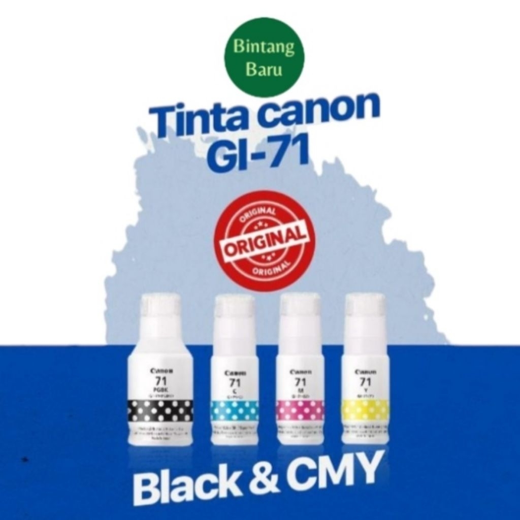Tinta Canon Gl-71 G171 Tinta Canon
71 ORIGINAL HARGA SATUAN Untuk Printer Canon PIXMA G1020 // Canon