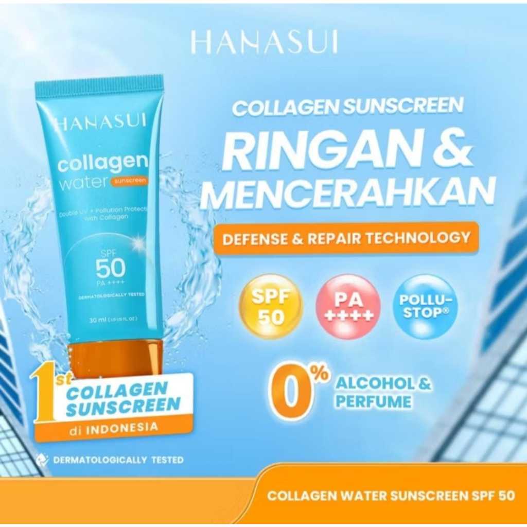 Hanasui Sunscreen Collagen Water SPF 50PA++++ 30ml / Sunscreen Hanasui SPF 50