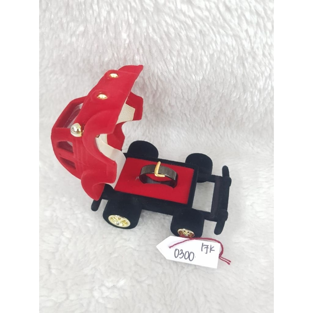 CP875F169F Cincin keramik variasi inisial huruf L emas kuning asli berat 0.300 sama mata 3.350 no.14