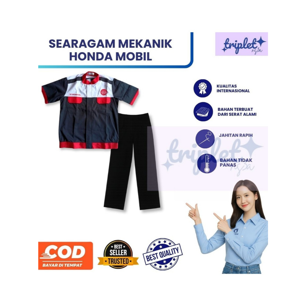Wearpack Honda Mobil New / Wearpack Honda Mobil / Wearpack Honda Merah Hitam /Wearpack Bengkel Honda