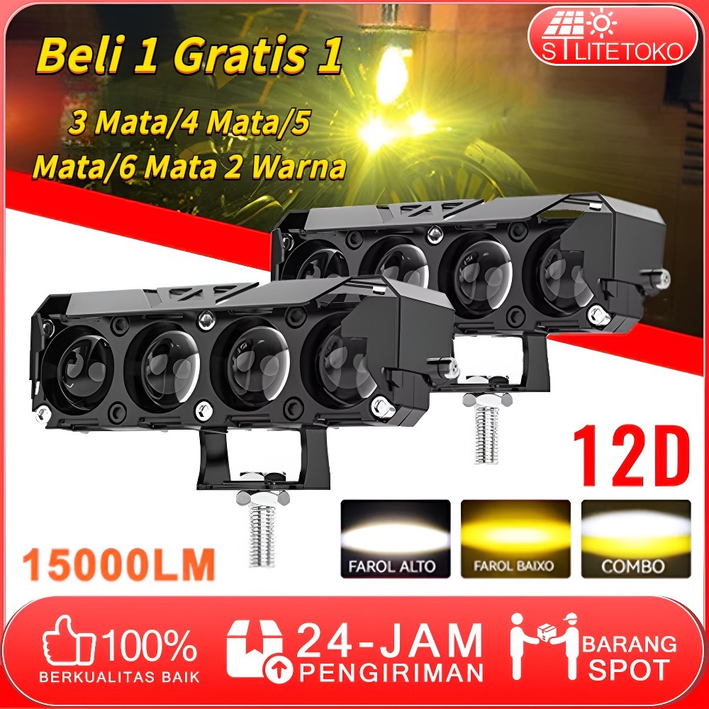 Beli 1 gratis 1 Lampu Tembak LED Laser/Lampu Sorot Laser Q9 3 Mata/4 Mata/5 Mata/6 Mata 2 Warna/HI L
