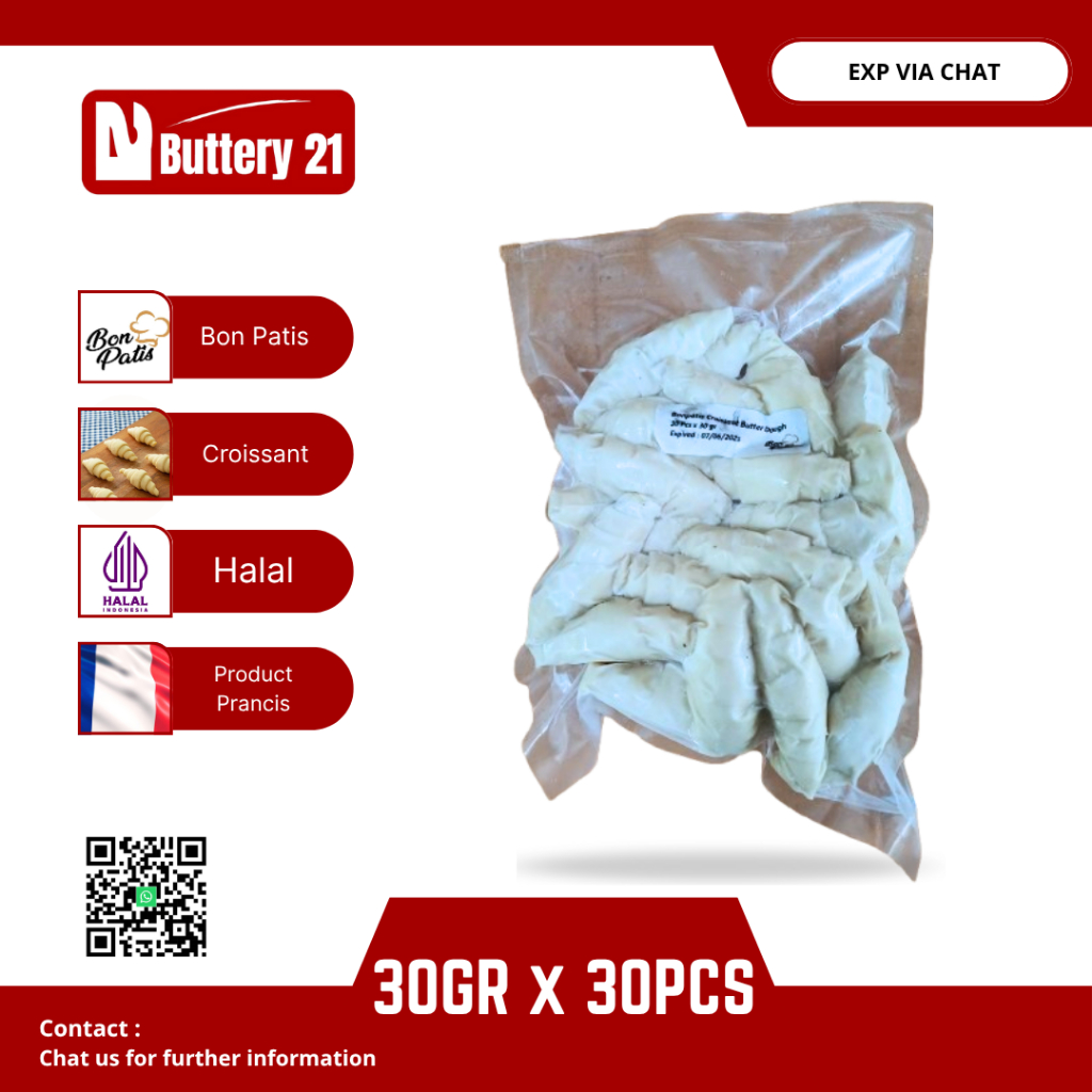 

BON PATIS CROISSANT DOUGH 30 GR/ ADONAN CROISSANT/ CROFFLE INSTANT/BONPATIS CROISSANT BUTTER 30 GR