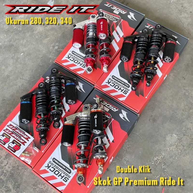 Skok GP Premium Black As Rainbow Dobel Klik Shock GP Premium Ukuran 280 320 340mm Ride It
