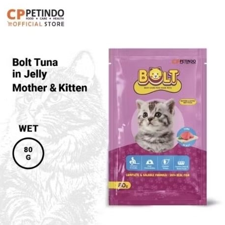 

Bolt Pouch Tuna Sardine Jelly 80 gr Makanan Kucing Basah bolt