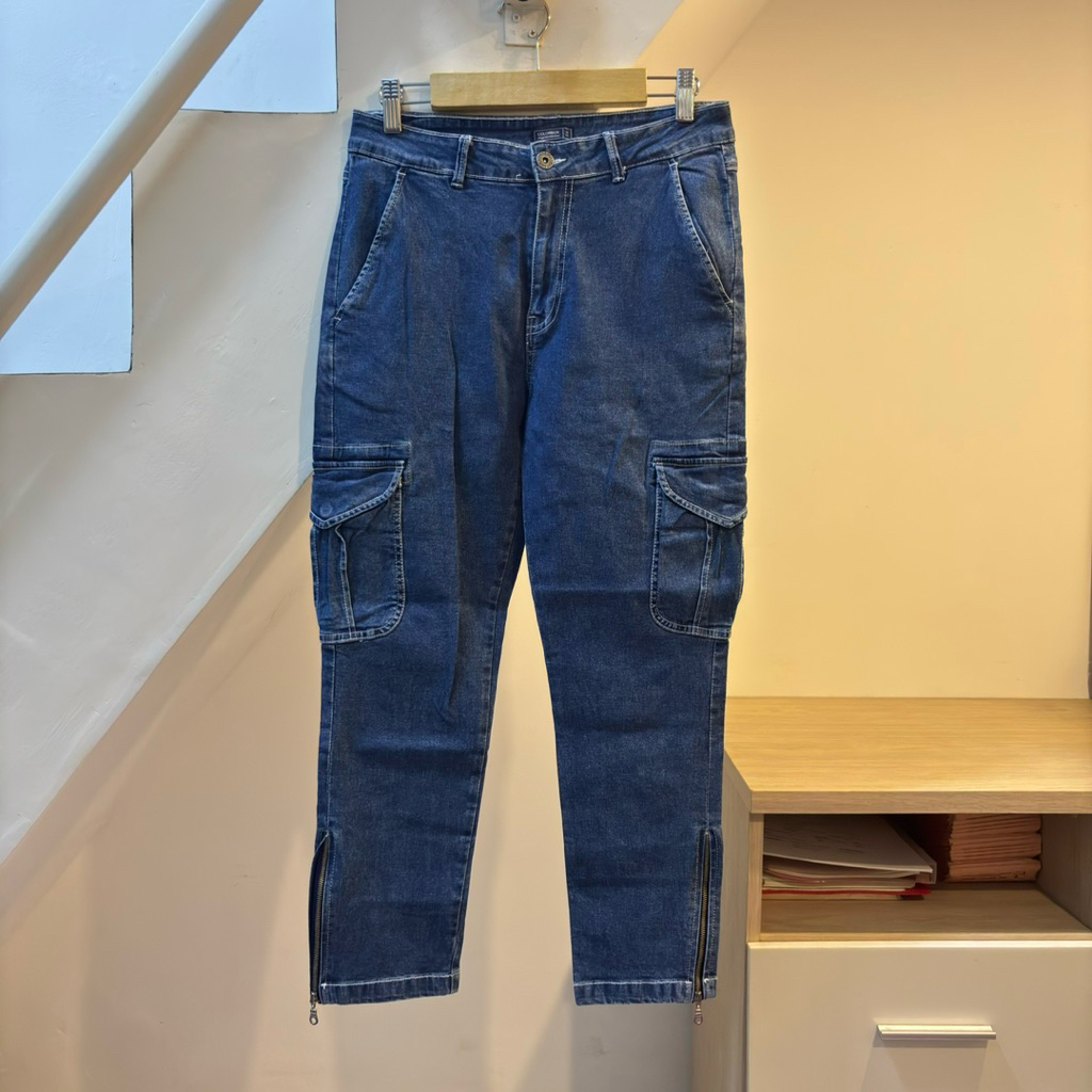 colorbox cargo jeans slim fit celana wanita high waist slit pants