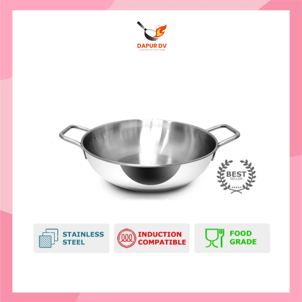 Maxim Wajan Stainless 20 24 CM Maspion Penggorengan Stainless Steel Anti Lengket - DV