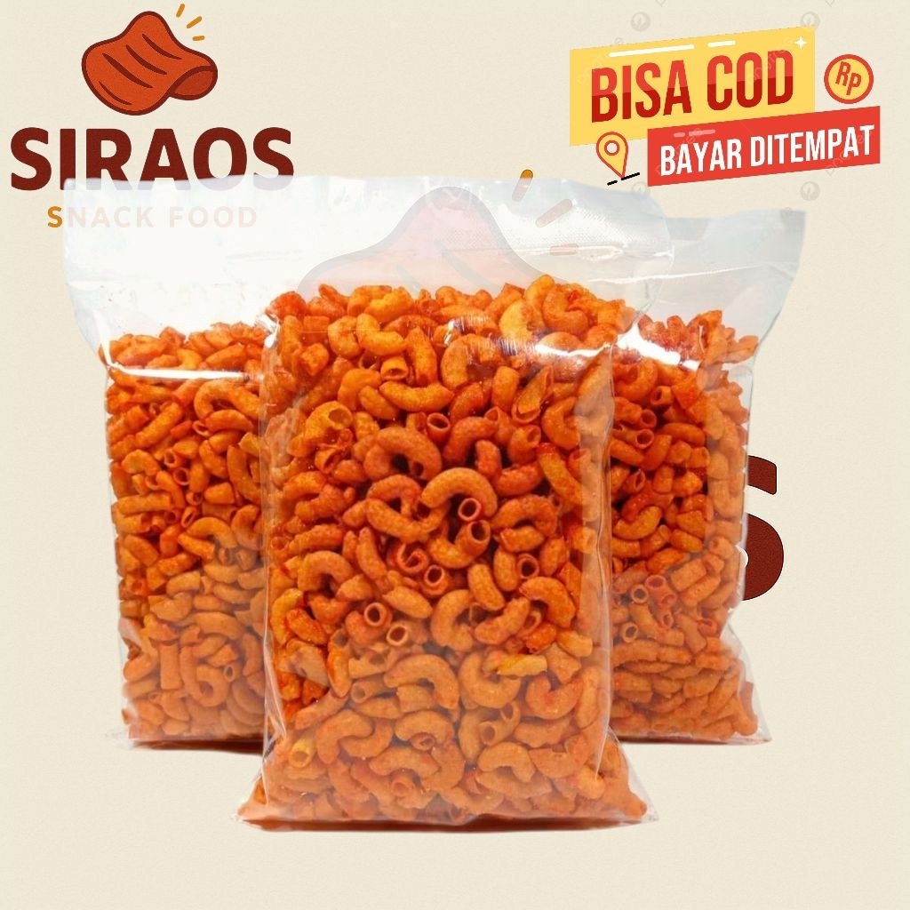 

Makaroni Cikruh Pedas Daun Jeruk-Makaroni Bantet SIRAOS Cemilan Keluarga 250 Grm
