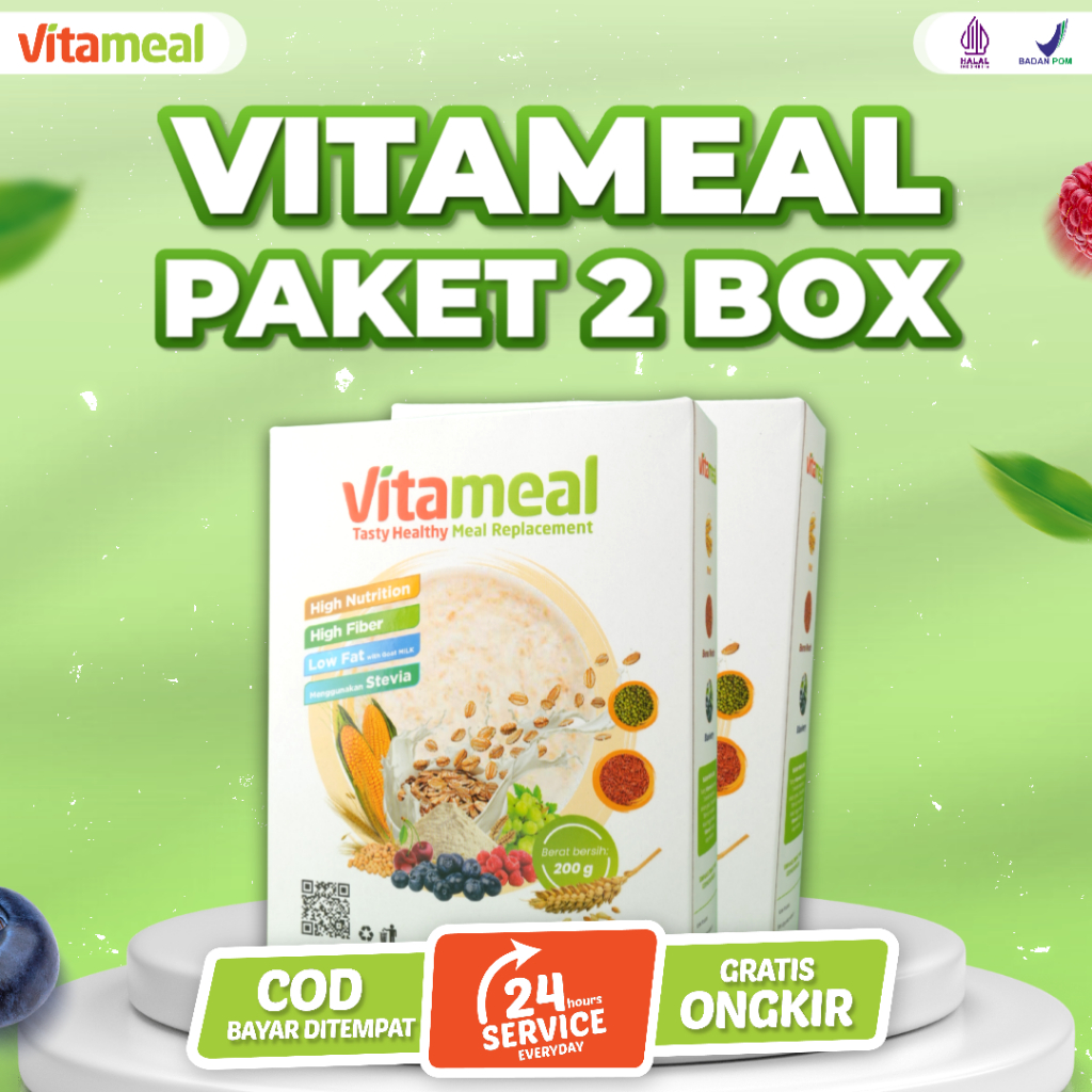 

VITAMEAL Sereal Tinggi serat Mencehagah gerd dan Asam lambung - Paket 2 Box