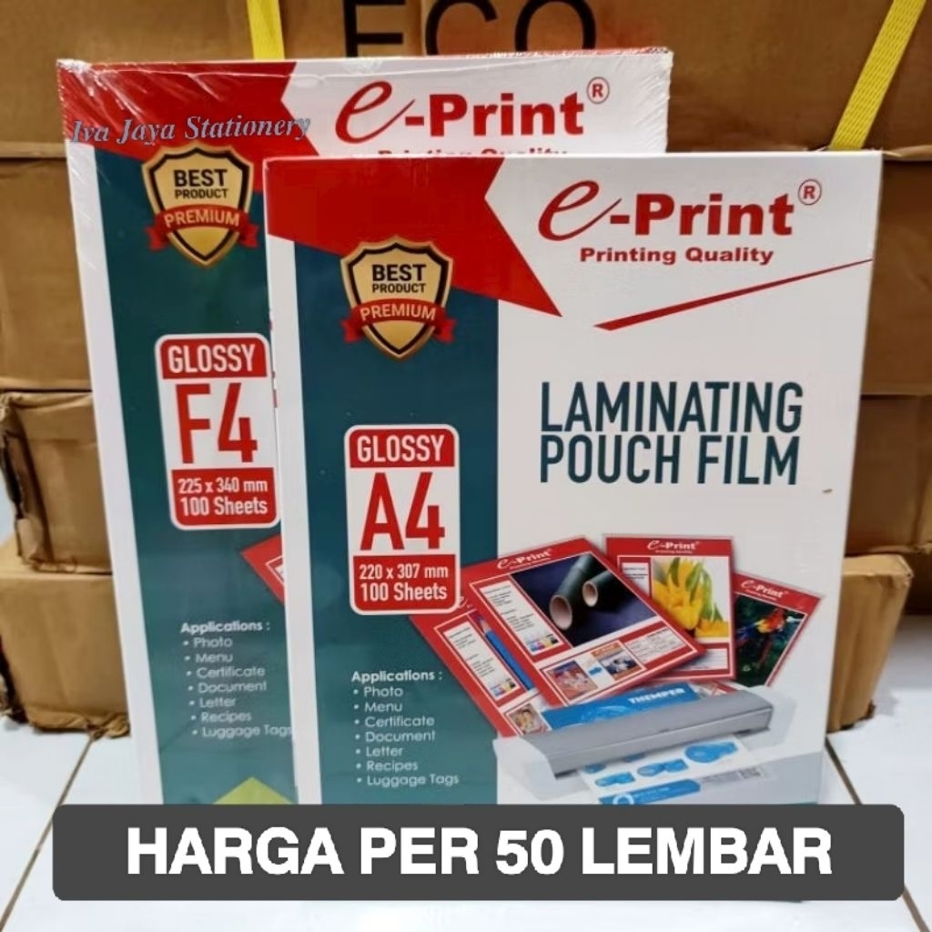 

(EPRINT) 50 Lembar Pelastik Laminating F4/A4 eprint PREMIUM