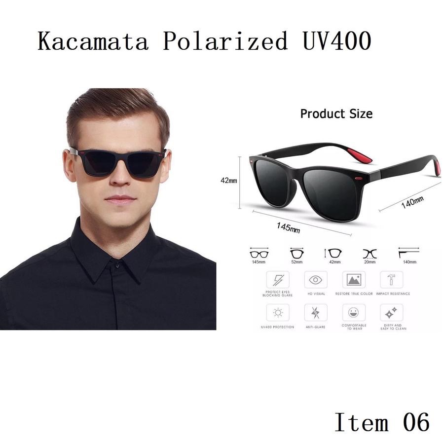 Kacamata sunglasses hitam aviator Polarized UV400 sepeda pria wanita toko cica murah