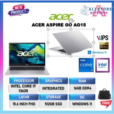 Laptop ACER ASPIRE GO AG15 I7 13620 16GB 512GB W11 15.6 FHD