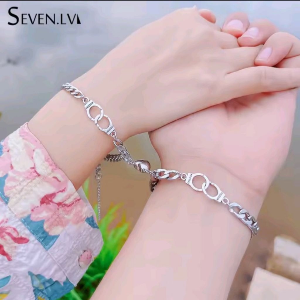 Gelang Couple Magnet Pasangan Aesthetic Korea | Gelang Rantai Cinta Bestie Unisex Anti Karat