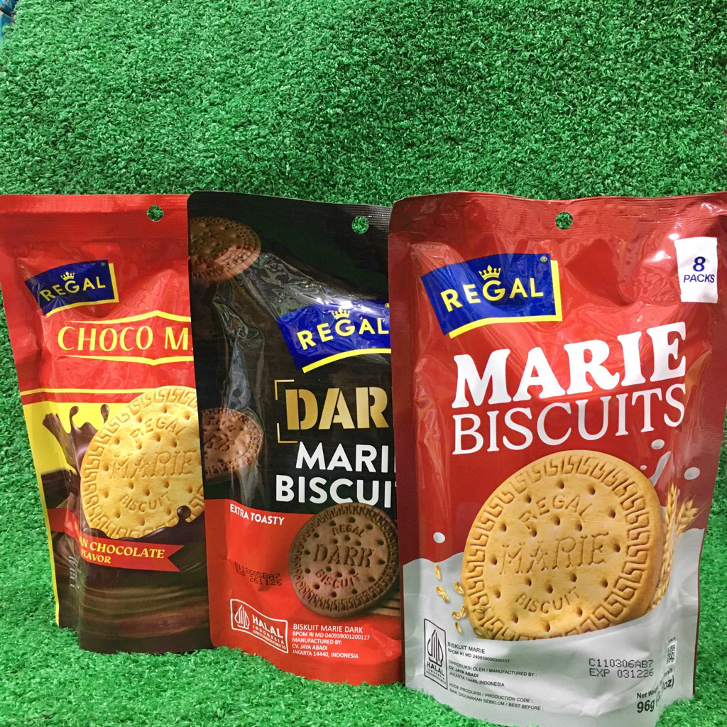 

Regal Marie Biscuits Biskuit Kemasan Pouch 8 Sachet Original / Chocolate / Dark Lokal HALAL