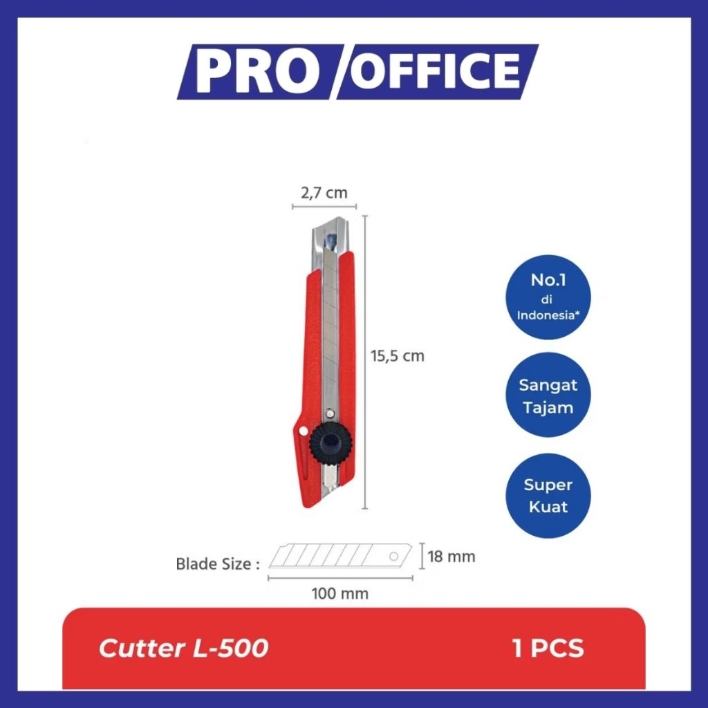 

ProOffice - Kenko Cutter L-500 – Pisau Pemotong Kertas 18 mm Blade, Alat Kantor & Sekolah