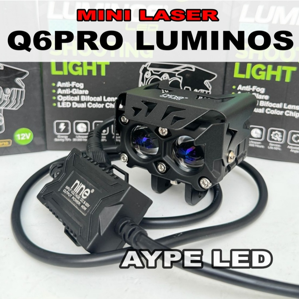 Lampu Tembak Sorot SQL 2 Mata LUMINOS Bluelens Devil Eye Q6 PRO Luminos Mini Laser Motor Mobil