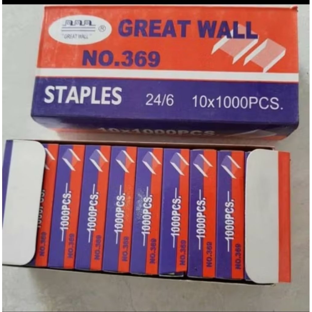 

(1kotak Kecil) Isi staples Greatwall 369 Besar