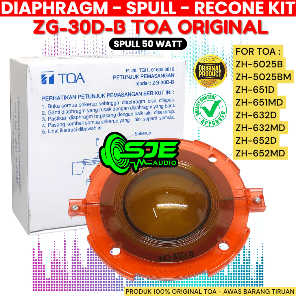 DIAPHRAGM SPUL TOA ZG-30D-B 50W 25W SPULL TOA ZG30DB 50 W FOR CORONG SPEAKER ZH-5025B ZH-5052BM ZH-6