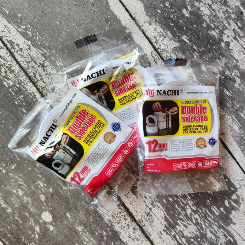 

NACHI DOUBLE TAPE 12MM 1/2INCH 1/2" X 10 YARD PEREKAT TAPE 2 SISI / Double Tape NACHI 12mm