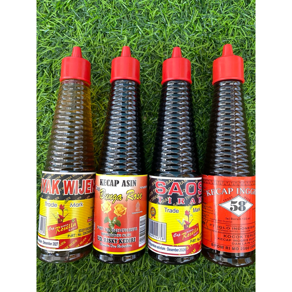 

Paket Hemat Isi 4 (Minyak Wijen,Kecap Asin,Saos Tiram,Kecap Inggris 58) 150ML HALAL