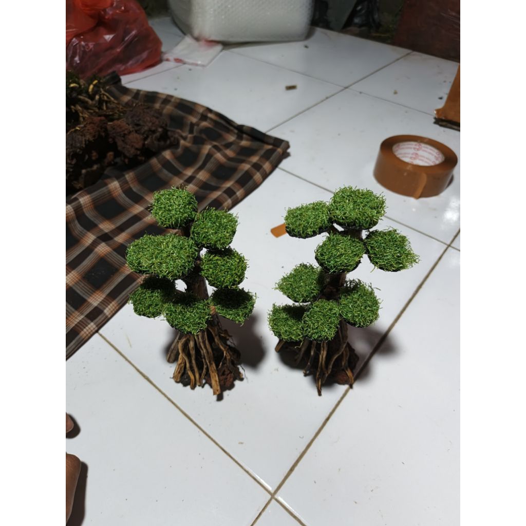 bonsai sintetis mini Dekorasi aquarium