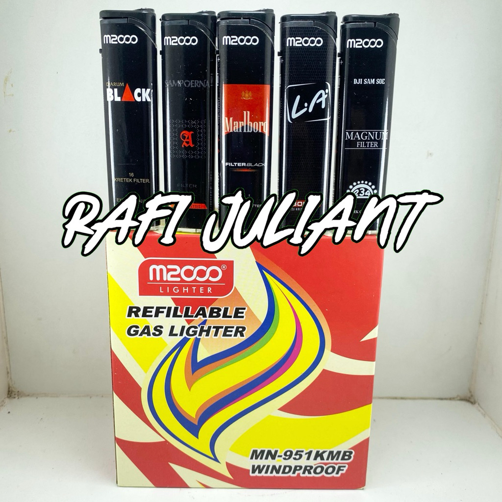 Korek Nyala Api BARA M2000 BLACK OR WHITE SLIM SERIES (isi 50 pcs)