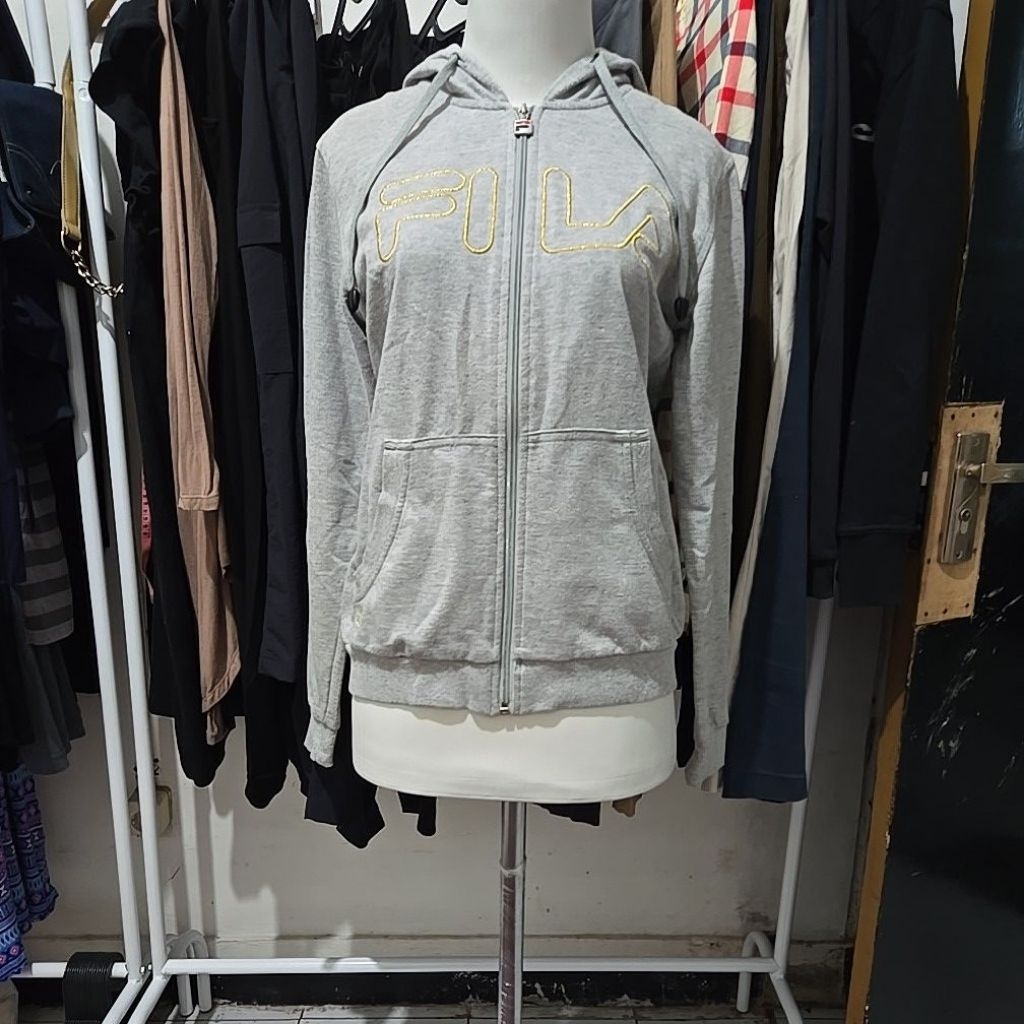 Parka Outer Jacket Hoodie Grey Fila Size M