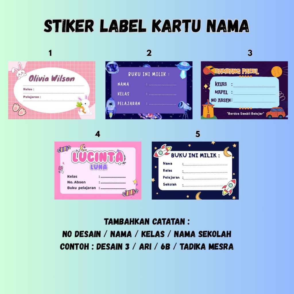 

STIKER LABEL KARAKTER BUKU TULIS PELAJARAN SEKOLAH
