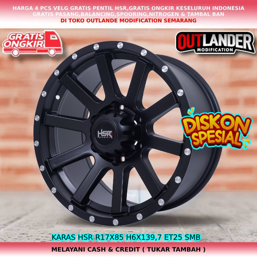 velg semi offroad lobang 6 velg r17 velg mobil pajero fortuner hilux double dll velg hsr karas r17