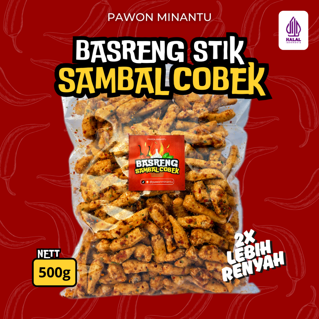 

Basreng Stik Pedas Daun Jeruk Cikur Sambal Cobek – Cemilan Renyah Khas Sunda by Pawon Minantu 500gr