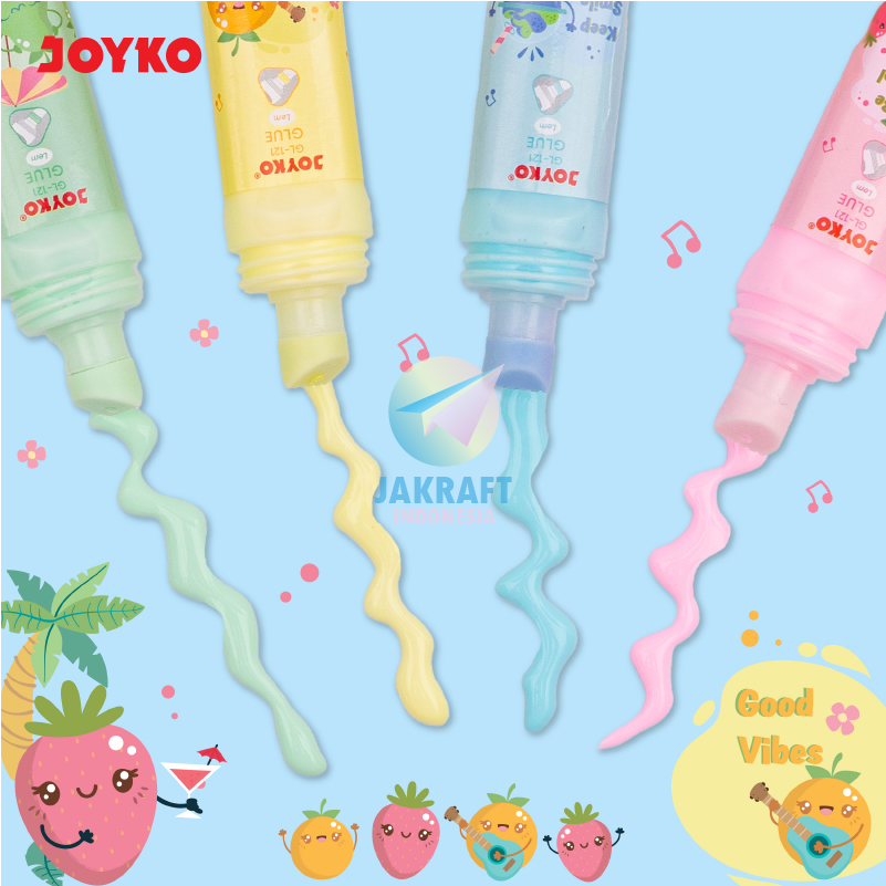 

(1 Pcs) Lem Pasta Cair Pekat Warna Warni + Spons Busa 35ml JOYKO GL-121 Fruity Juice Glue w/ Sponge Brush Non Toxic Aman Tidak Beracun Tema Aroma Buah Buahan