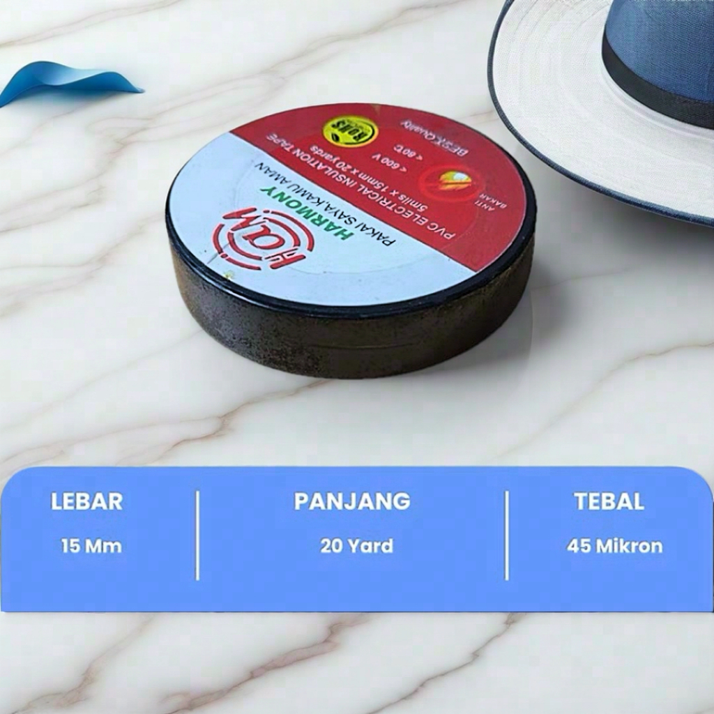 Isolasi Listrik 15mm x 20yard Solasi Kabel Tahan Panas Anti Bakar Electrical Insulation Tape