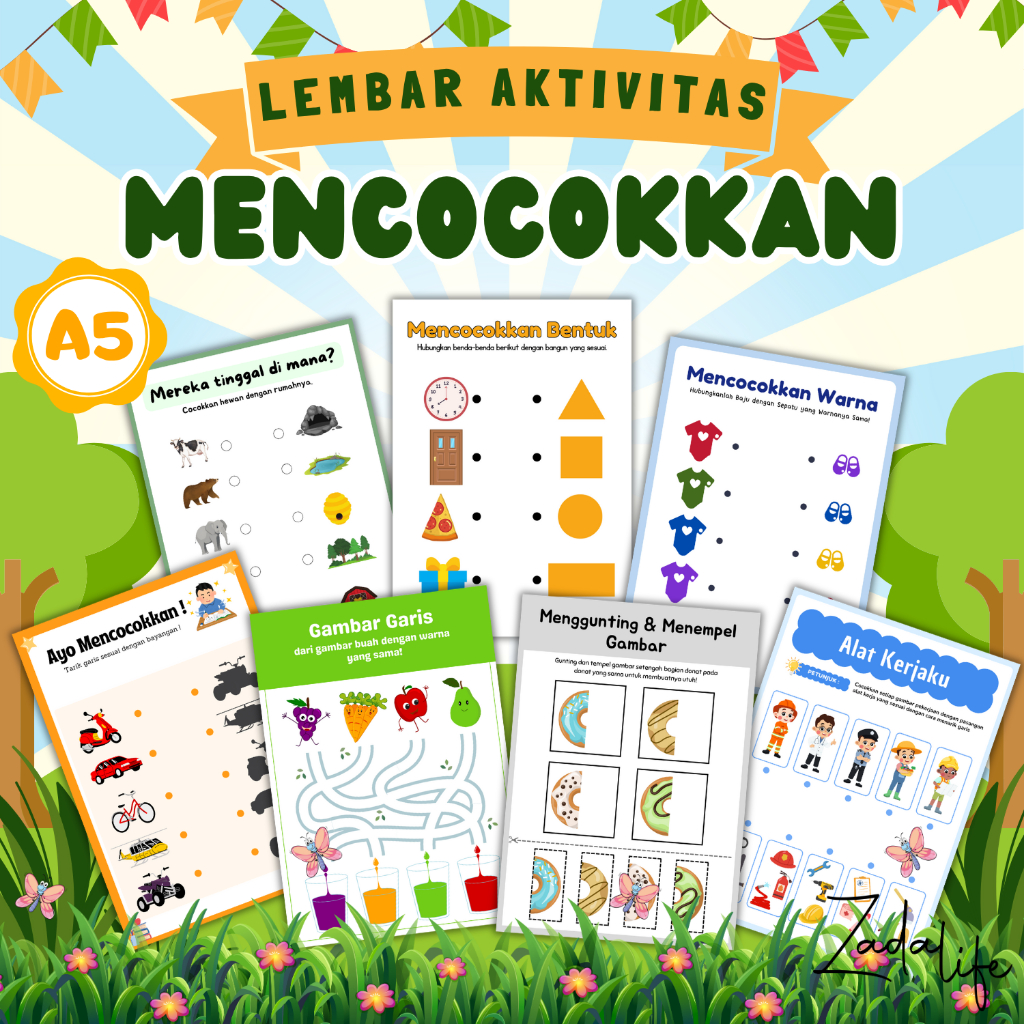 

Worksheet Anak Mencocokkan Lembar Aktivitas Usia 2-10 Tahun Edukasi Belajar Seru di Rumah Toddler Preschool PAUD TK SD