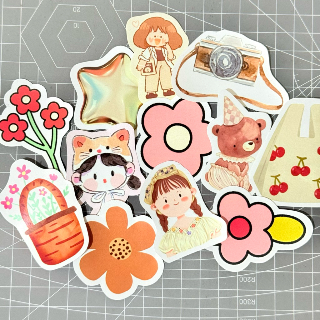 

Nau Nau - Sticker Vintage Isi 12 Pcs Pink Brown Aesthetic Waterproof