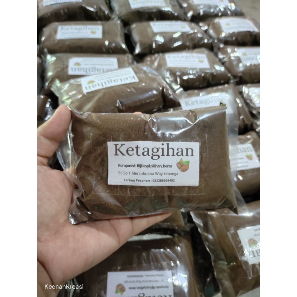 

Paket isi 5 pcs kopi bubuk KETAGIHAN