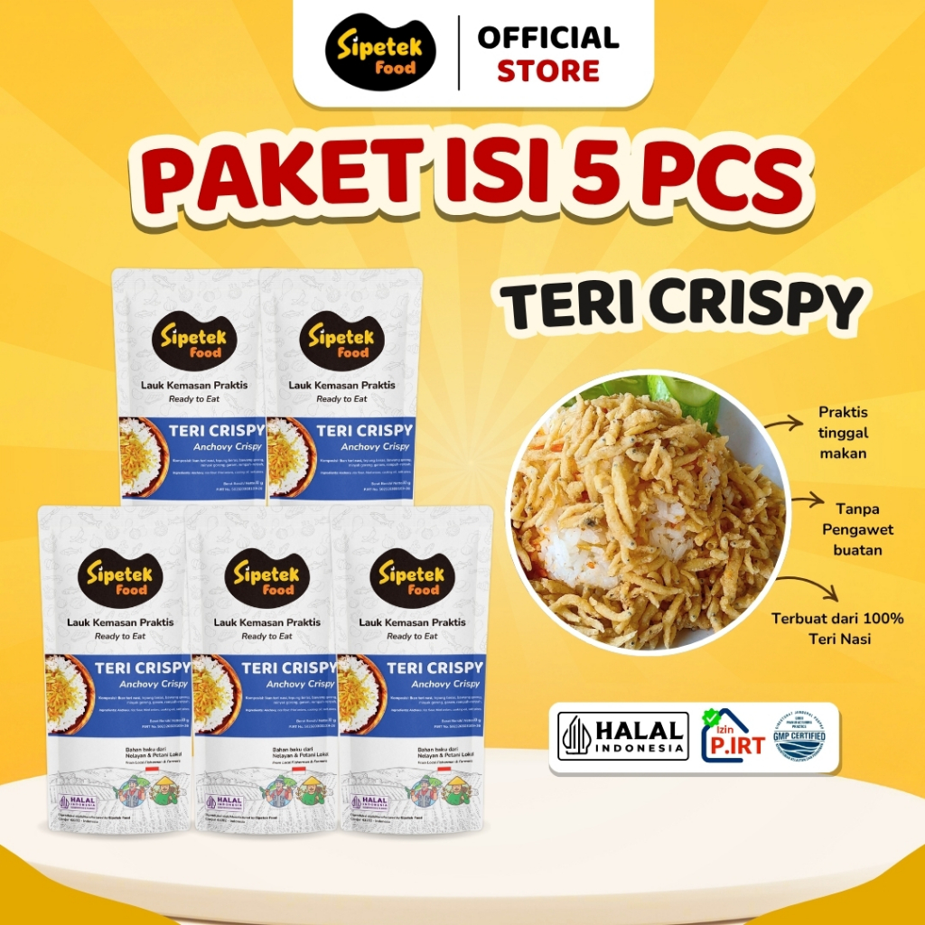 

[LEBIH HEMAT] Paket 5pcs Ikan Teri Crispy Pouch 30gr Sipetek Food