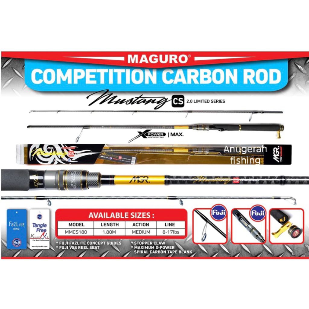 Joran MAGURO Mustang CS 180M | Ring full fuji | Galatama | Lomba | Spinning | alat pancing original