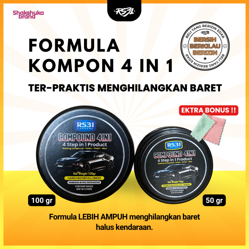RS31 Kompon 4in1 Penghilang Baret Halus - Compound body mobil glossy, poles bodi motor, beret helm, 