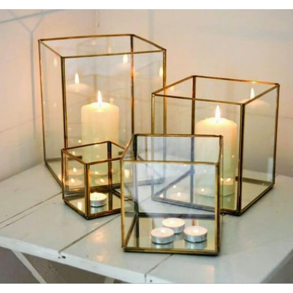 Tempat lilin 1set / Lilin Dekorasi  / candle / lilin elektrik / Hiasan Meja / lentera ramadhan ( box