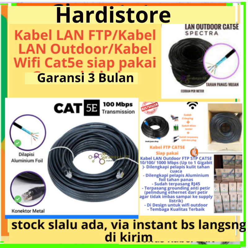 Kabel LAN FTP Outdoor  Cat5e   Kabel WIFI  Siap Pakai Bergaransi