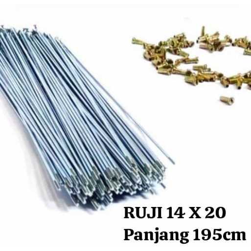 Ruji Sepeda Spoke 20 inch untuk 2 roda (72pcs) Chrome Mini Lipat Bmx Mtb Folding