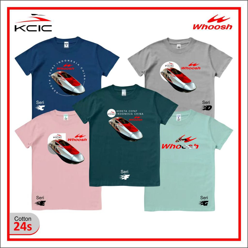 Kaos kereta cepat WHOOS/KCIC untuk anak-anak