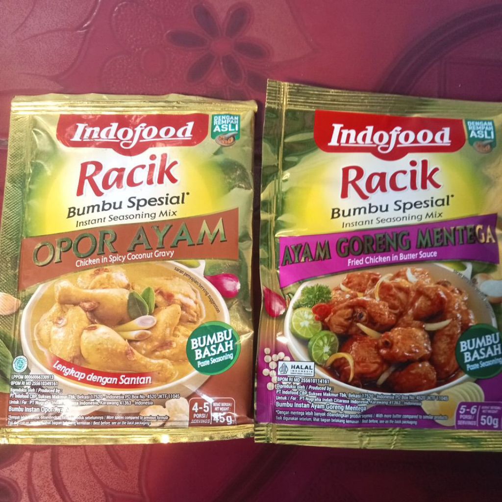 

racik bumbu spesial instant mix, 2 varian opor ayam, ayamgoreng mentega, berat 45g