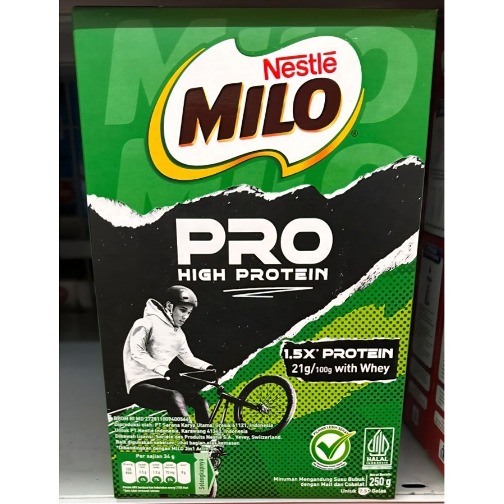 

Milo Pro High Protein 250g Box - Minuman Susu Bubuk Rasa Coklat Malt