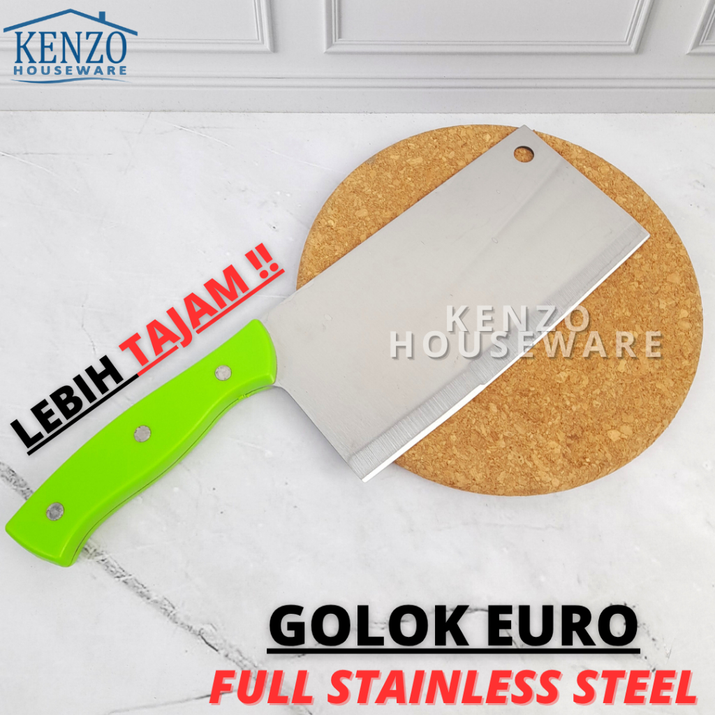 KOMODO Pisau Golok Daging Stainless 2 Mata Pisau Golok EURO Tajam