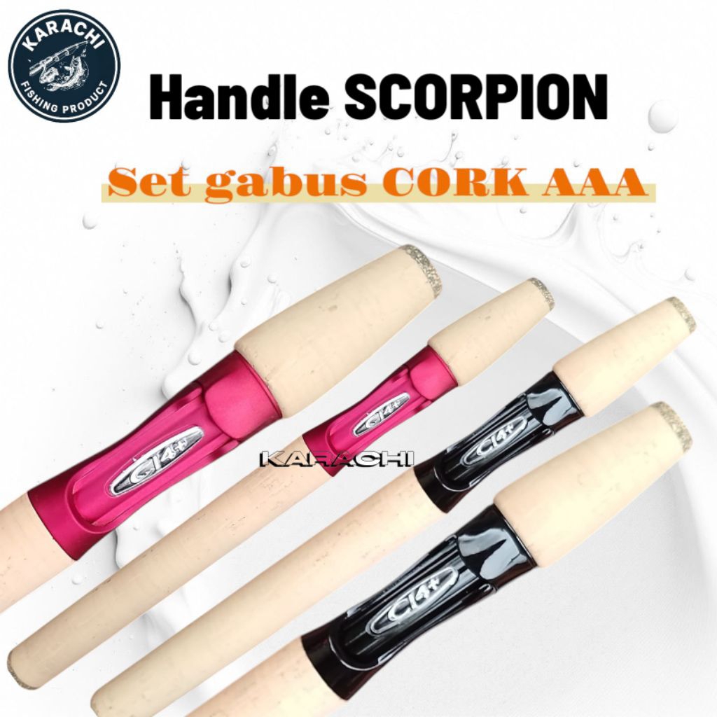 Handle set reel seat scorpion C 14+ Cork AAA / HANDLE joran SCORPION set GABUS