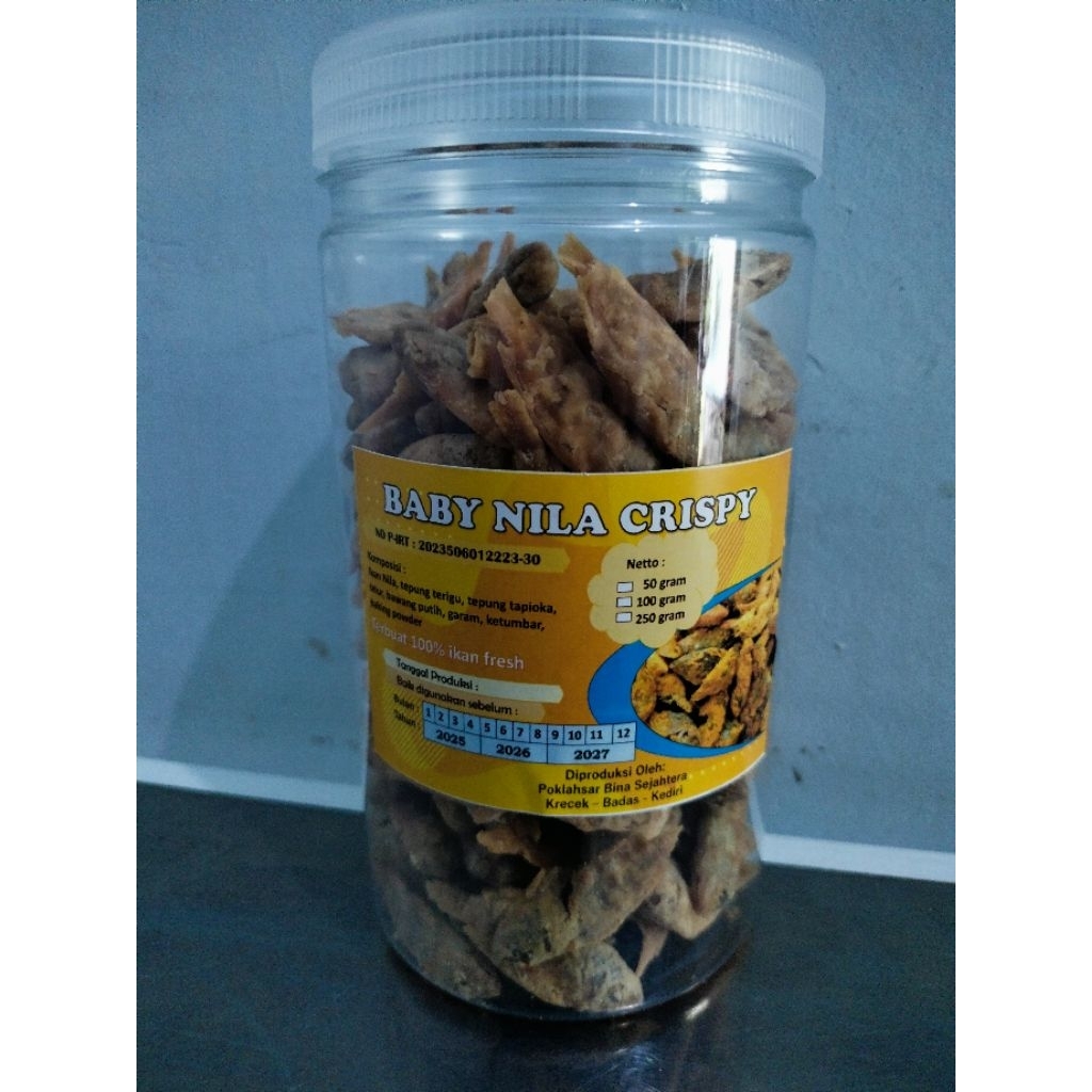 

Cemilan Baby Nila Crispy 250 gr/renyah/Bisa untuk lauk makan/tampa bahan pengawet/