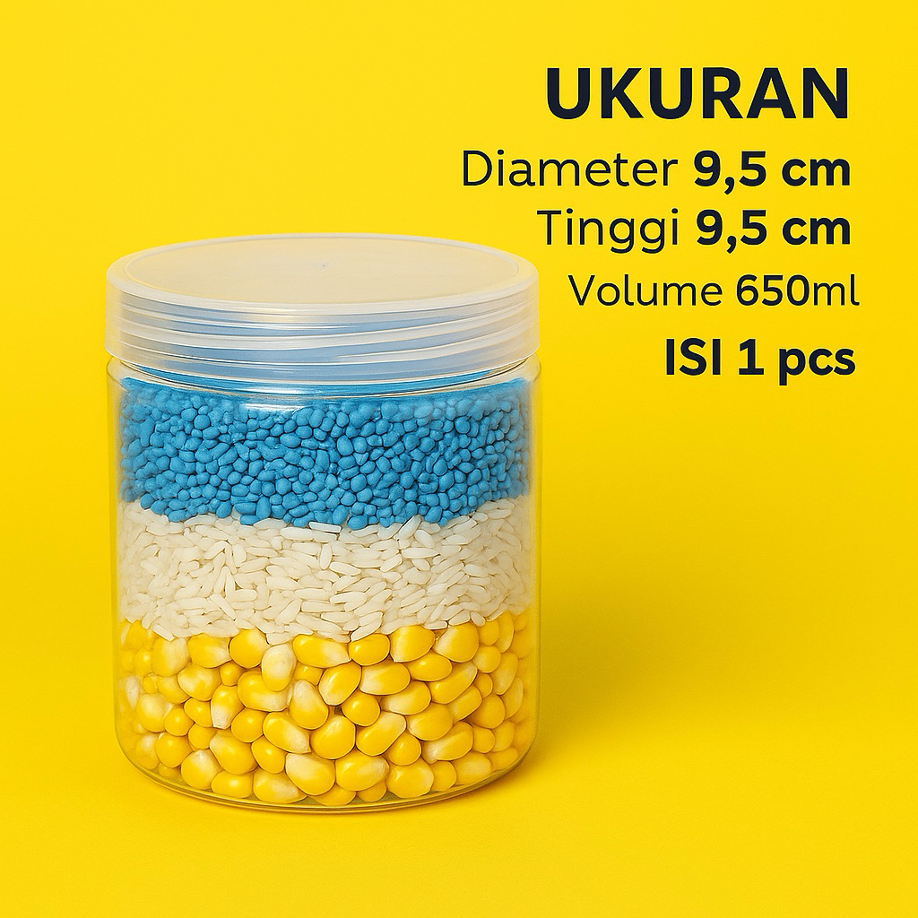 @ (1 PCS)Toples Tabung 650ml / Toples Ulir 650ml / Toples PET 650ml / Toples Kue Kering / Toples Leb